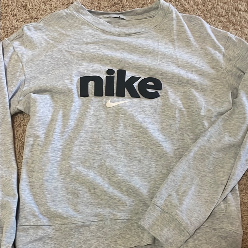 Nike Gray Crewneck Sweater with Classic Logo